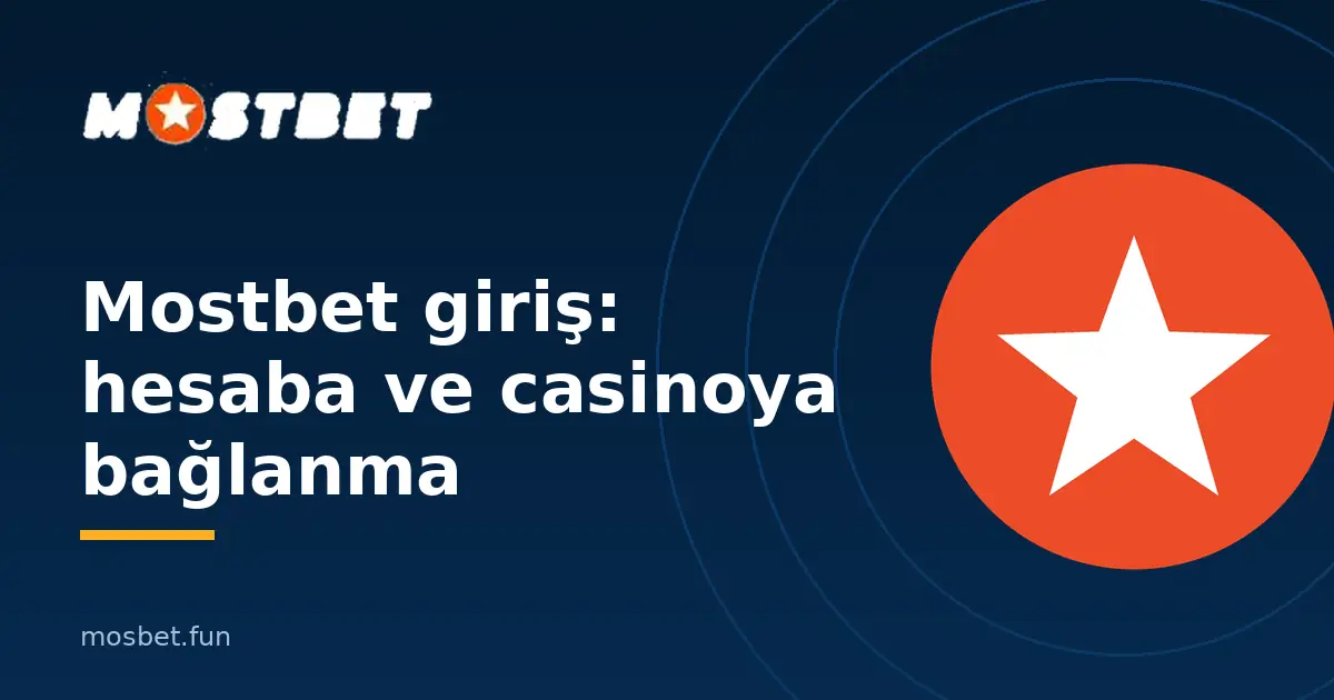 Mostbet giriş rehberi görseli: logo ve hesaba bağlanma başlığı