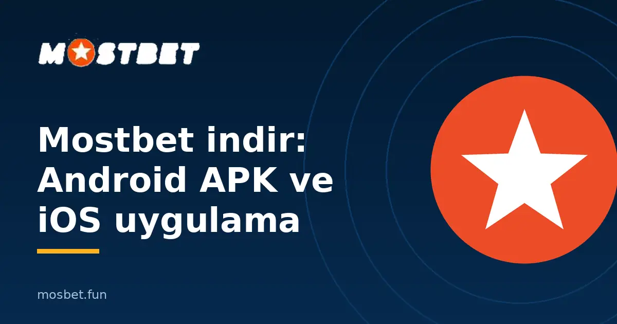 Mostbet mobil uygulama görseli: logo ve APK indirme başlığı